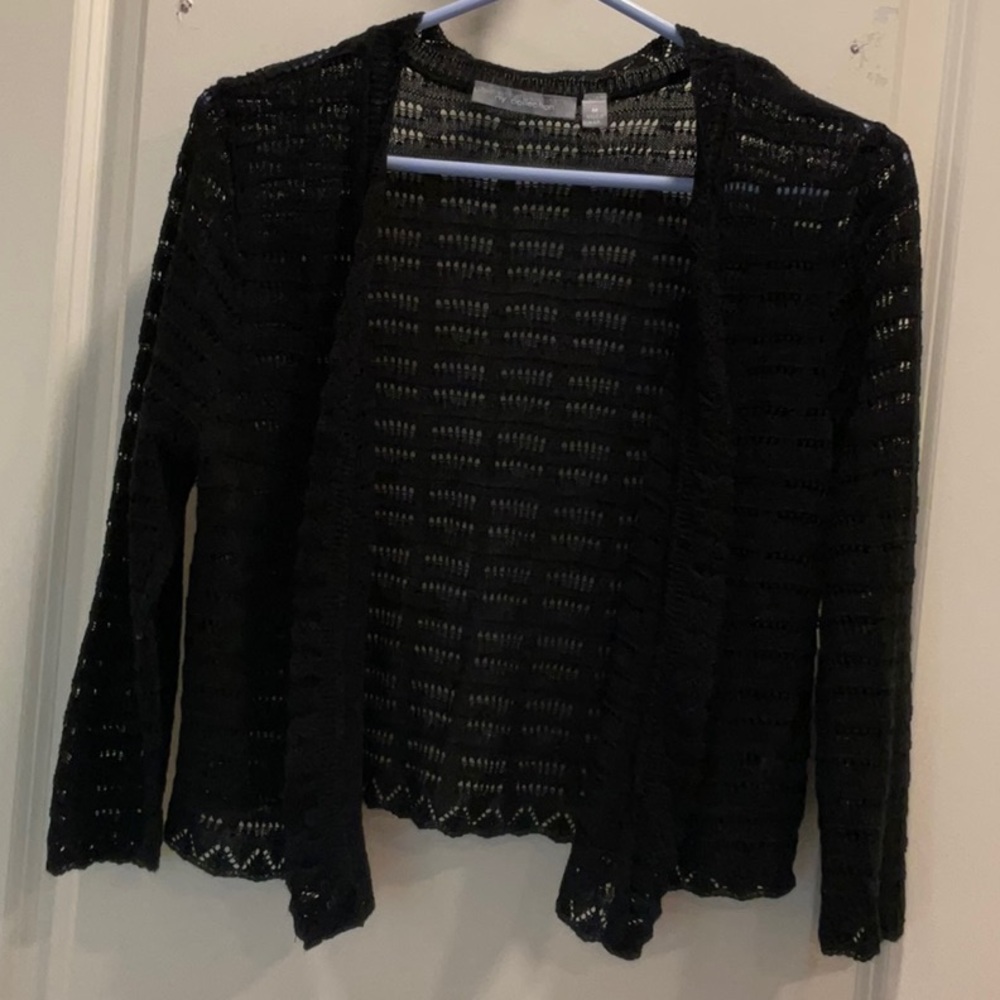 NY Collection Lacey Open Sweater, Size M